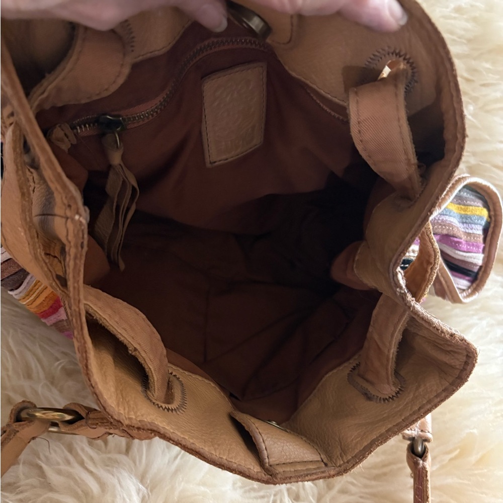 Lucky Brand Multicolor Striped Leather Shoulder Bag - Tan Trim - Picture 7 of 7